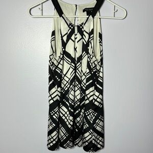 White House Black Market Black and White Geometric Tank Size S